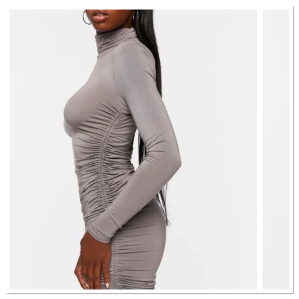 RARE Forever 21 Turtleneck Ruched Mini Dress - Picture 2 of 6